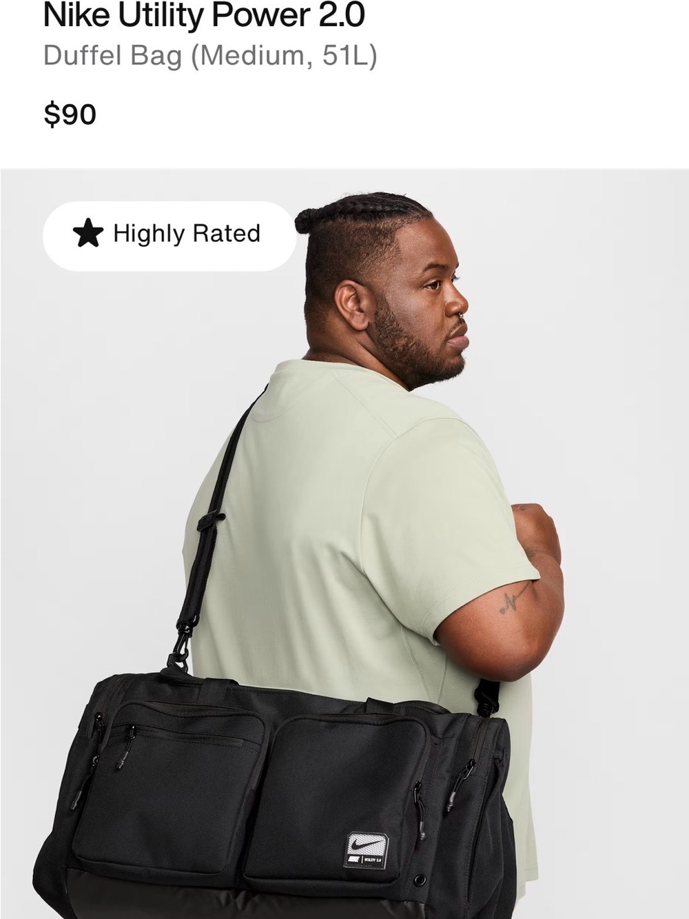 Nike Utility 2.0 Black Utility Duffel Bag with Front Zip Pockets